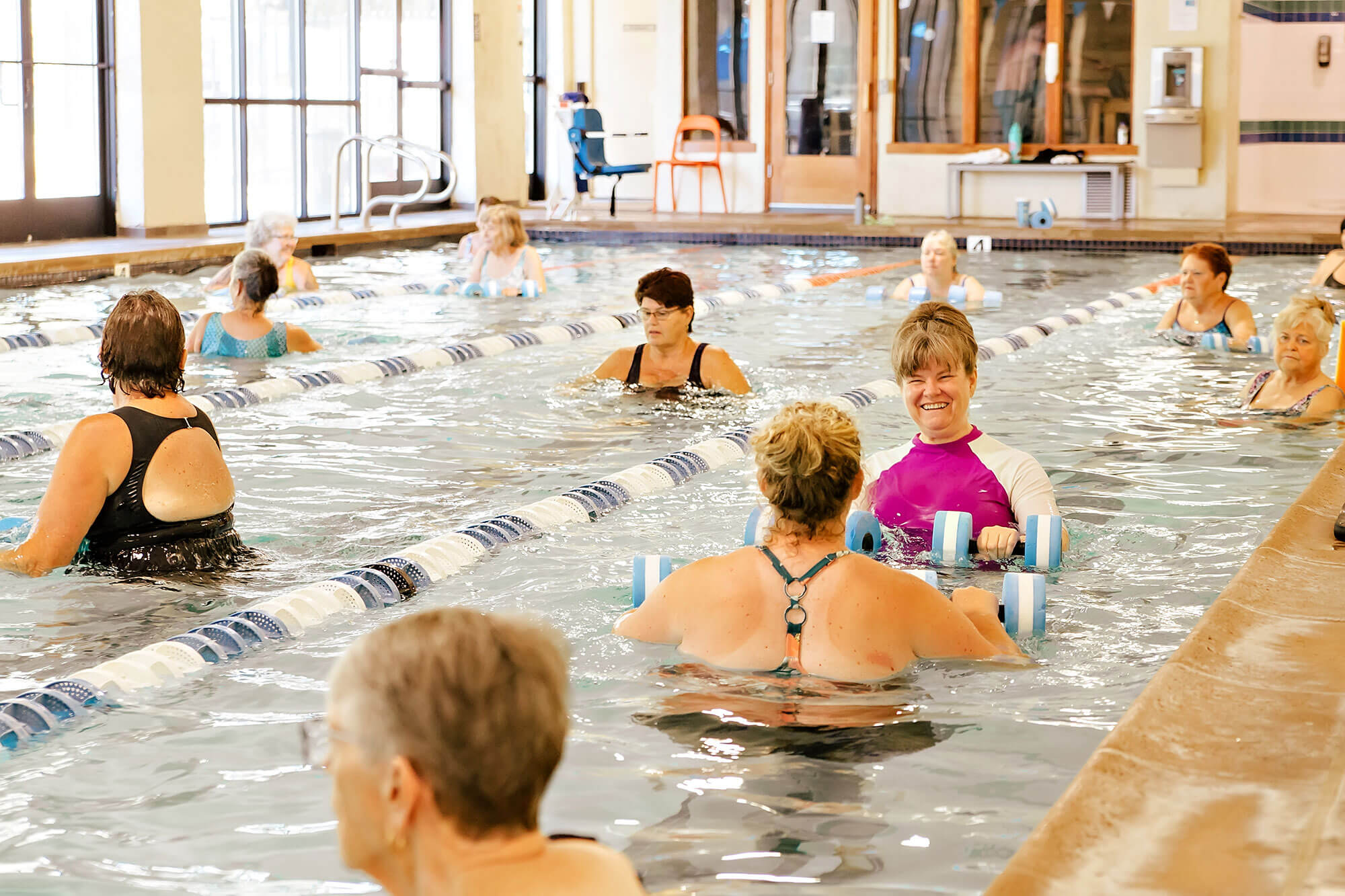senior aqua water aerobics class