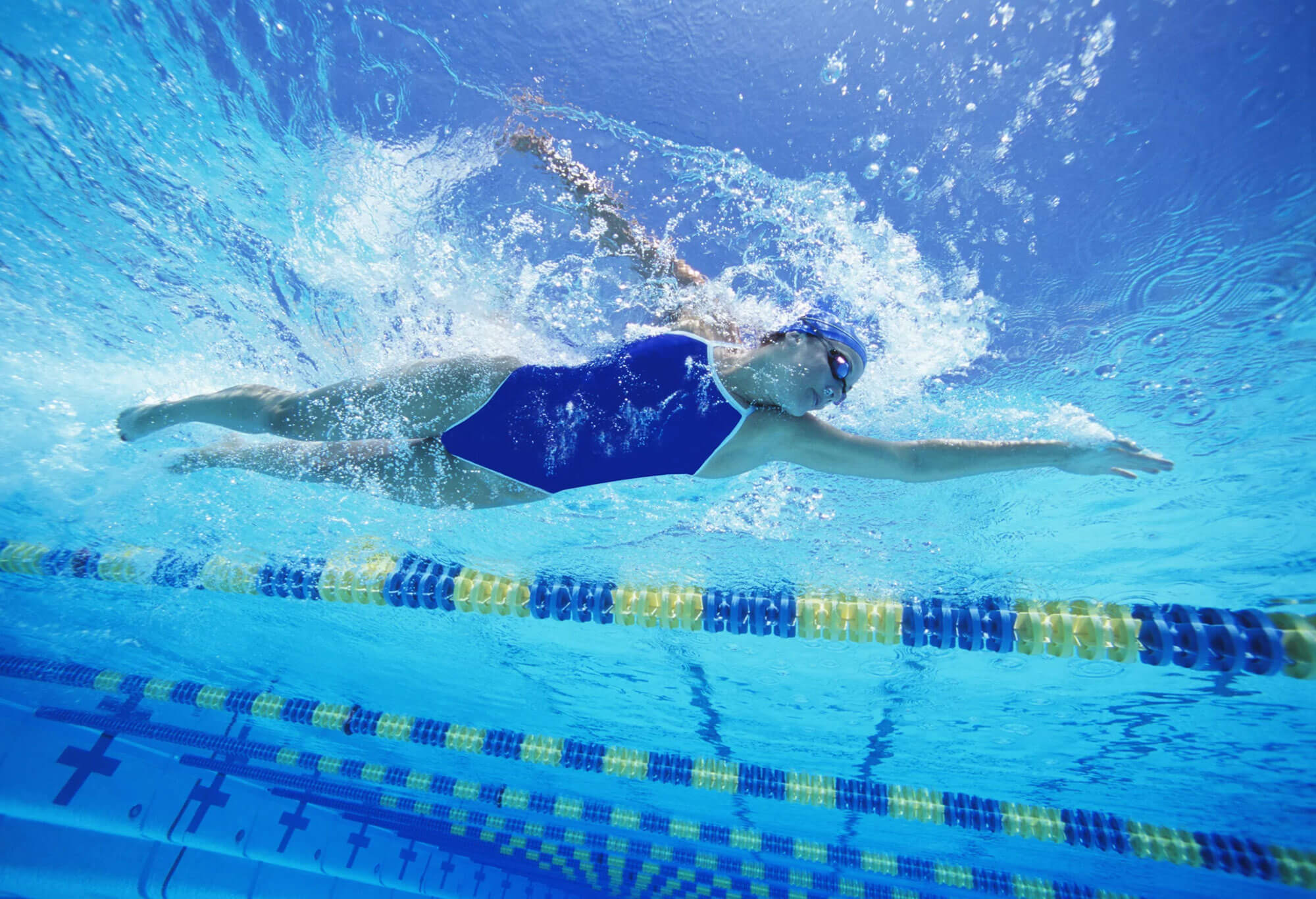 woman swimming laps