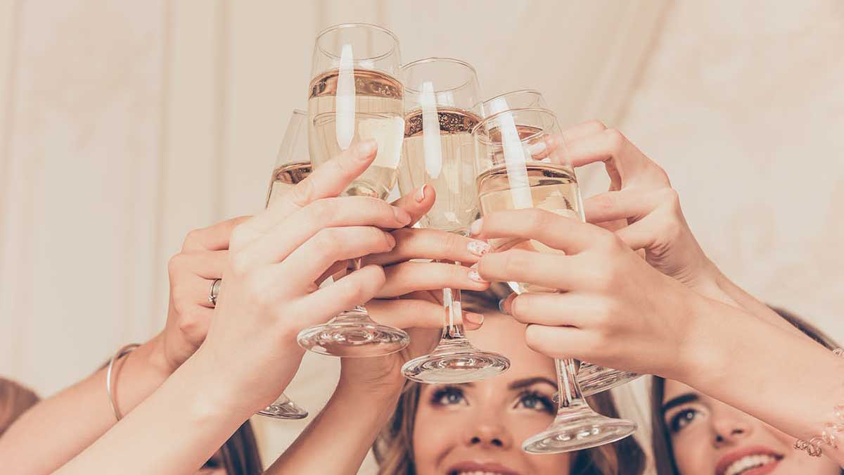 ladies drinking champagne at a party