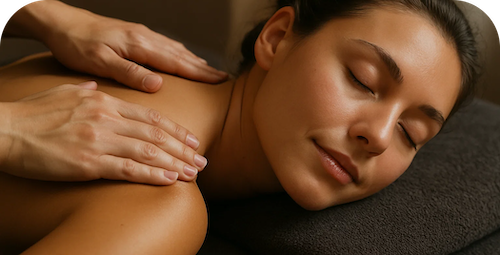 Person laying on a table receiving a back massage