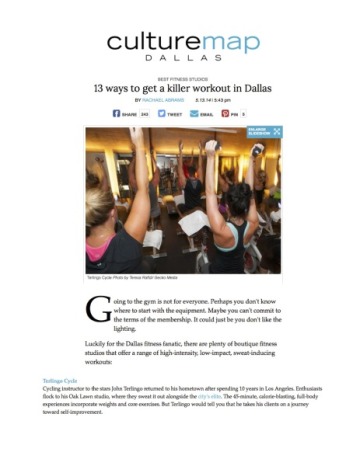 Culture Map - Dallas Killer Workout - Terlingo Cycle