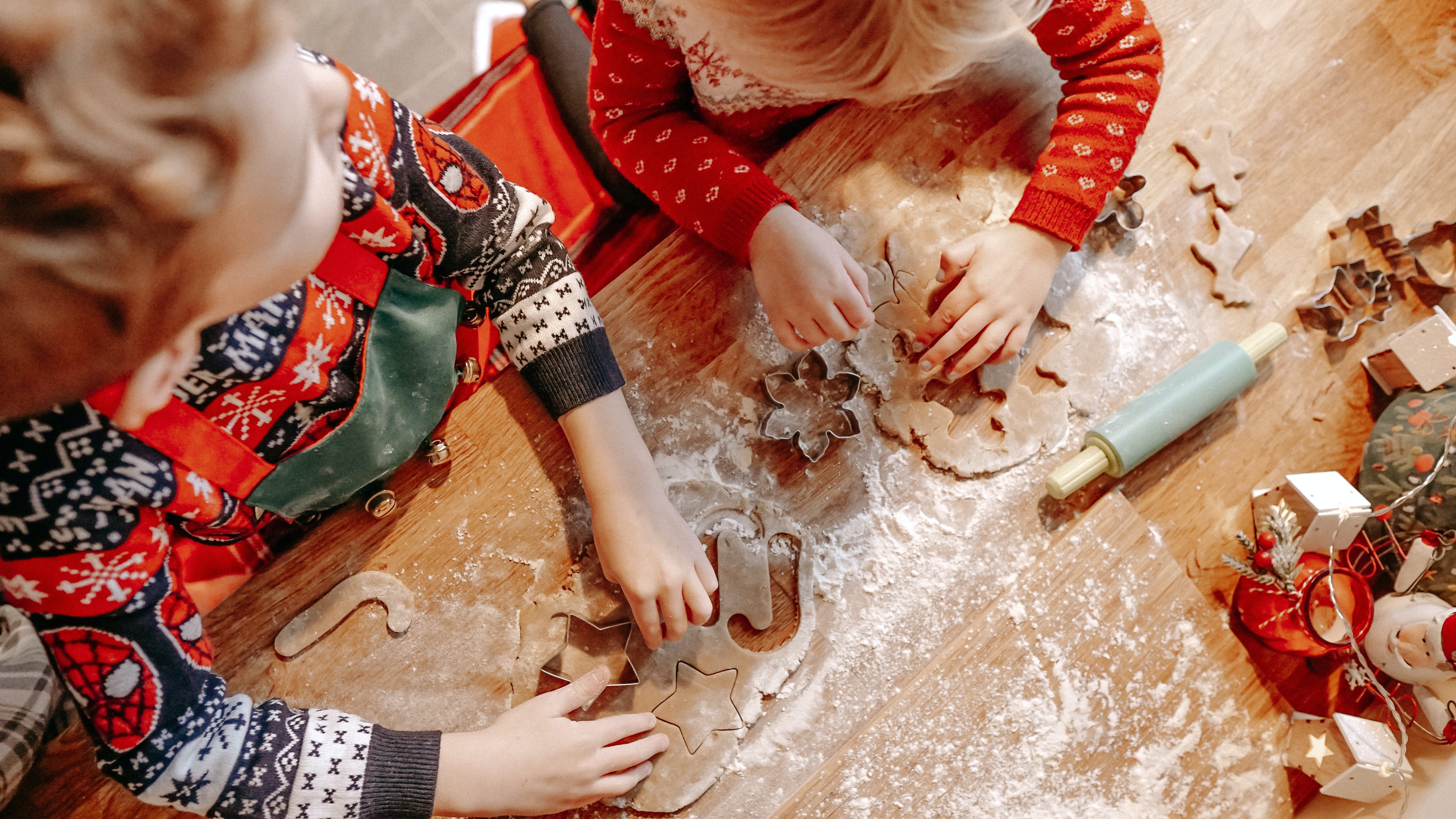 Children Making Christmas Cookies 