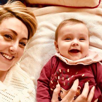Smiling mommy and baby at Yoga Bumps & Babies