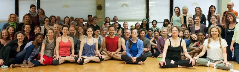 Group of students at a yoga class at Yoga East