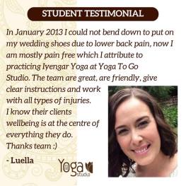Testimonial at Yoga To Go Studio