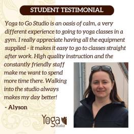 Testimonial at Yoga To Go Studio